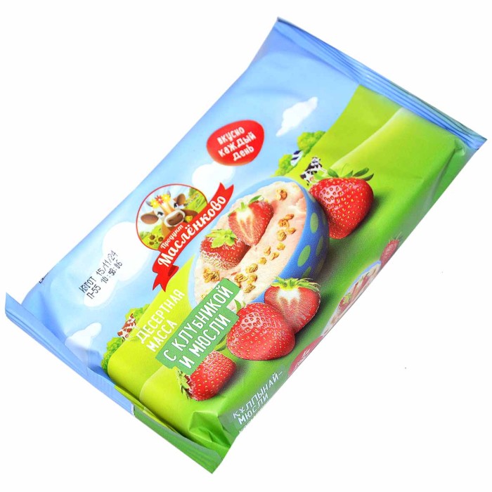 Масса десертная Масленково клубника-мюсли сладкая 20% 180гр ф/п