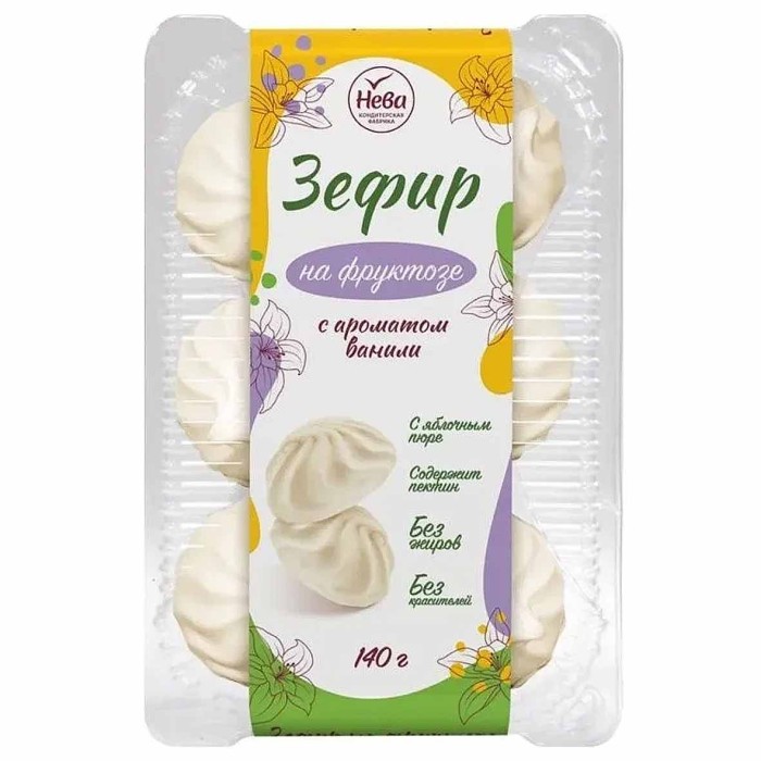 Зефир Нева с ароматом ванили на фруктозе 140гр м/у