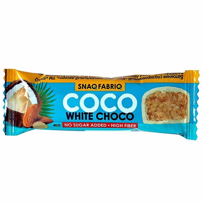 Батончик глазированный Bombbar SNAQ FABRIO COCO Кокос/Миндаль 40гр
