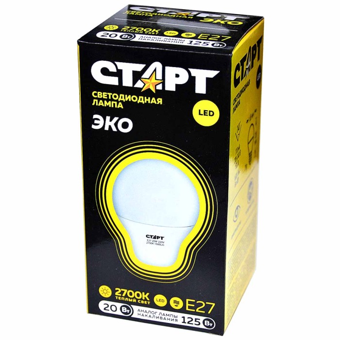 Лампа светодиодная Старт LED GLS E27 20W30WS теплый к/у