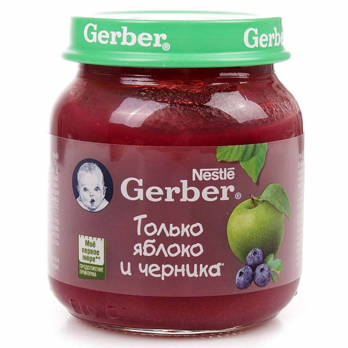 Пюре Gerber яблоко-черника с 5мес 130гр ст/б