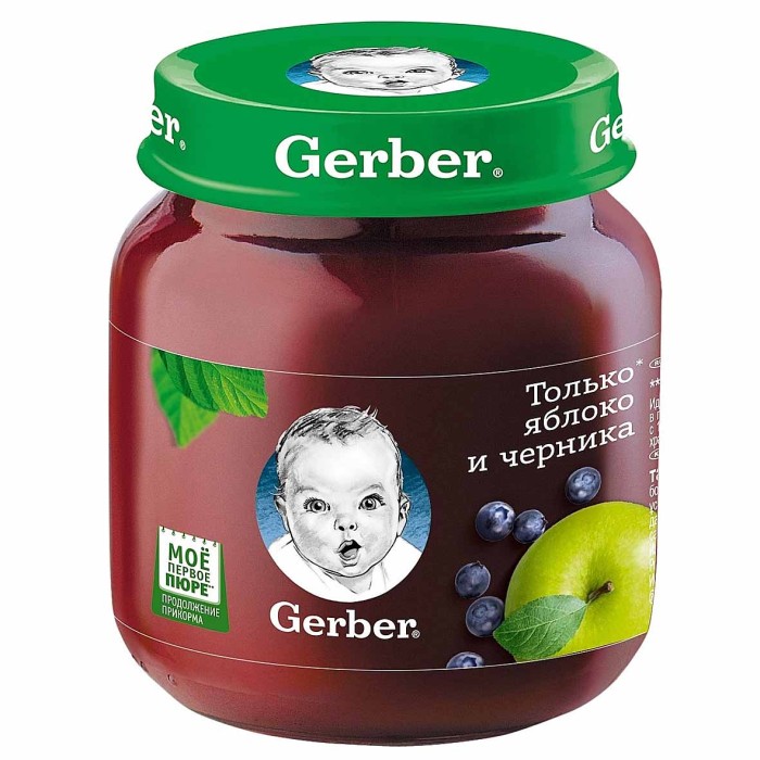 Пюре Gerber яблоко-черника с 5мес 130гр ст/б