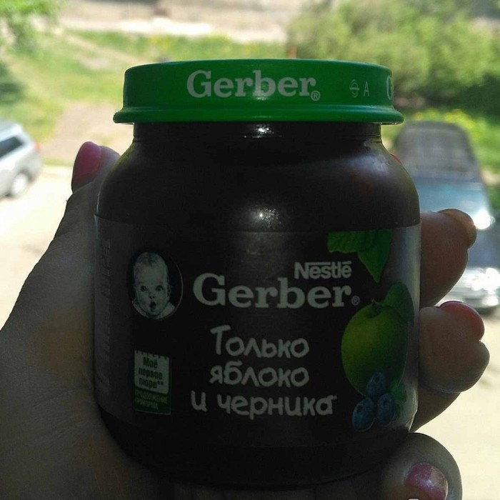 Пюре Gerber яблоко-черника с 5мес 130гр ст/б