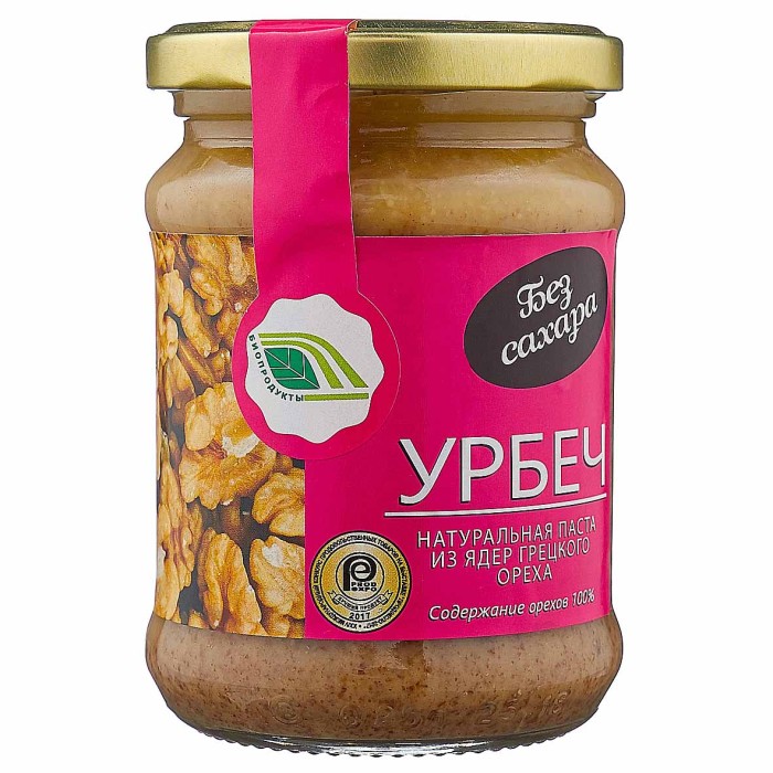 Паста ореховая Урбеч натуральная из ядер грецкого ореха 280гр ст/б