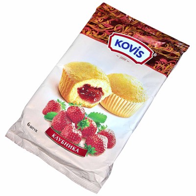 Мини-маффины Kovis клубника 200гр м/у