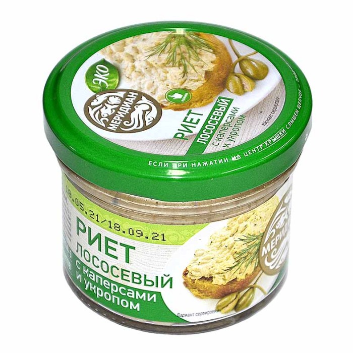 Риет Меридиан лососевый с каперсами и укропом 100гр ст/б
