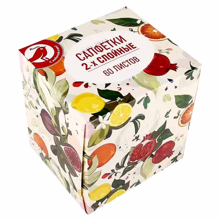 Салфетки бумажные Ашан 2сл 60шт к/у