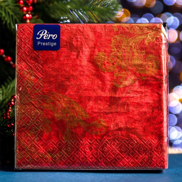 Салфетки бумажные Pero Prestige Красный бархат 3сл 33х33см 20л