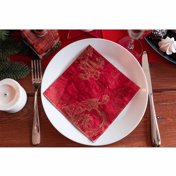 Салфетки бумажные Pero Prestige Красный бархат 3сл 33х33см 20л