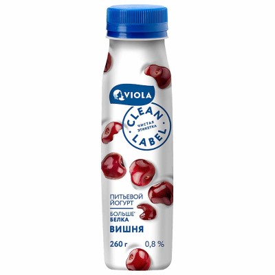 Йогурт питьевой Clean Label с вишней 0,8% 260мл пэт