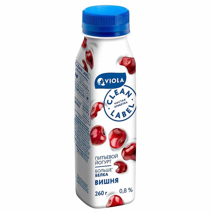 Йогурт питьевой Clean Label с вишней 0,8% 260мл пэт