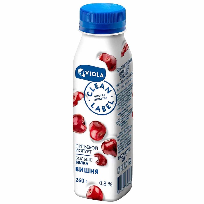 Йогурт питьевой Clean Label с вишней 0,8% 260мл пэт