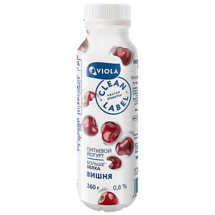 Йогурт питьевой Clean Label с вишней 0,8% 260мл пэт