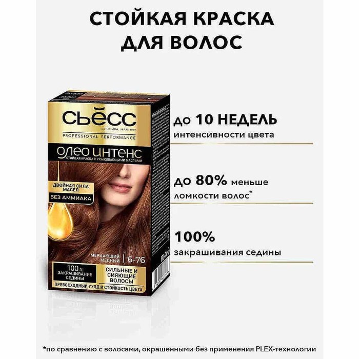 Краска для волос Syoss Oleo Intense 6-76 Мерцающий медный 110мл к/у