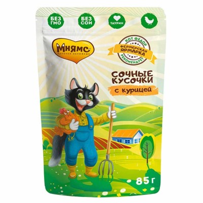 Корм для кошек Мнямс Фермерская ярмарка с курицей 85гр пауч