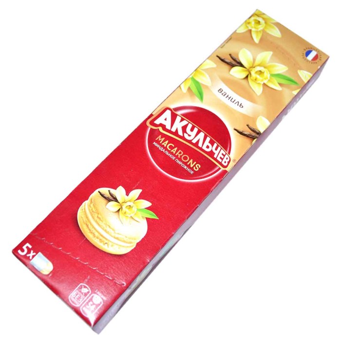Пирожное Акульчев Macaron миндальное со вкусом ванили 60гр к/у