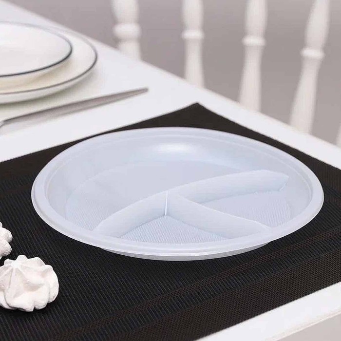 Тарелка Мистерия d=210мм 3-секции белая 10шт м/у