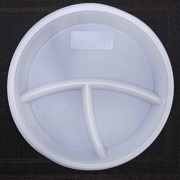 Тарелка Мистерия d=210мм 3-секции белая 10шт м/у