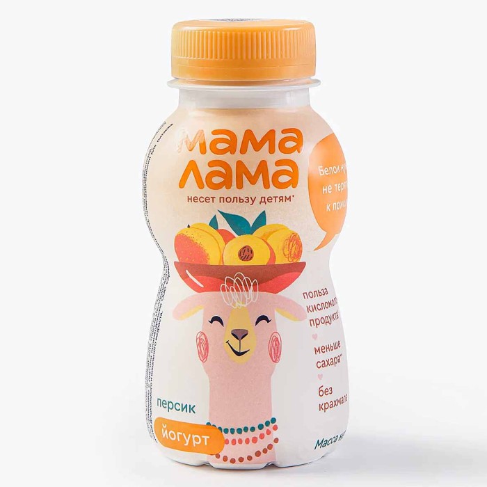 Йогурт питьевой Мама Лама Персик 2,5% 200гр пэт