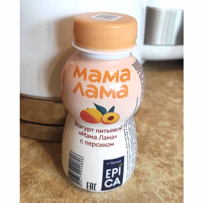 Йогурт питьевой Мама Лама Персик 2,5% 200гр пэт