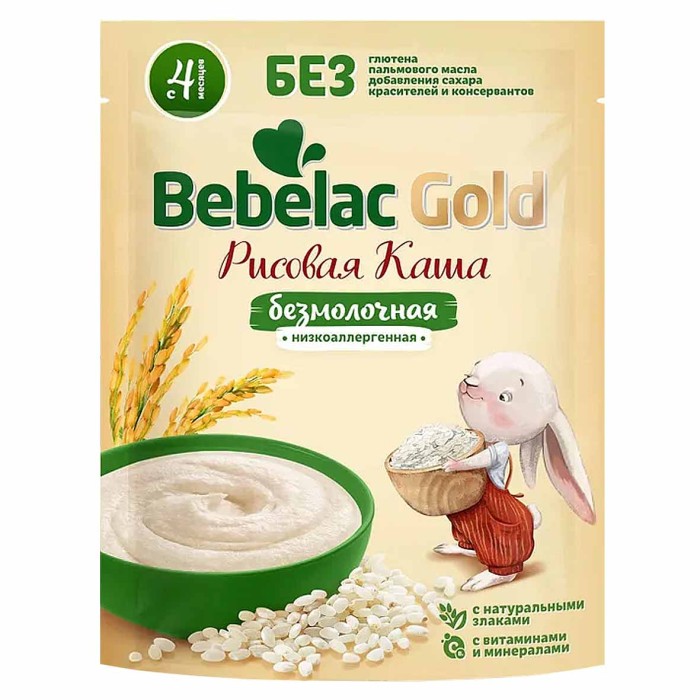 Каша Bebelac рисовая безмолочная с 4мес 180гр д/п