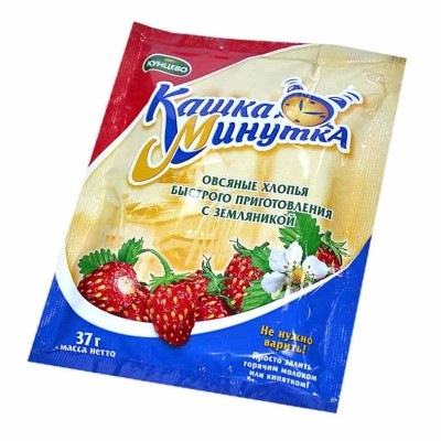 Каша овсяная Кунцево Кашка-Минутка с земляникой 37гр м/у