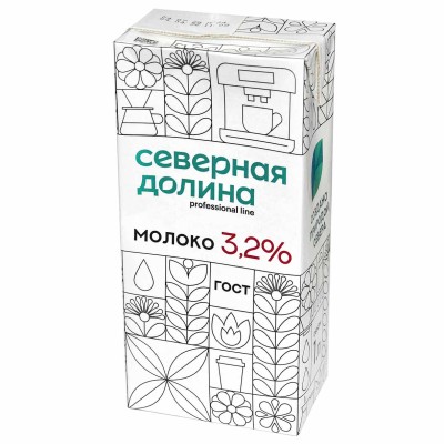 Молоко Северная Долина ультрапастеризованное 3,2%  1л т/п