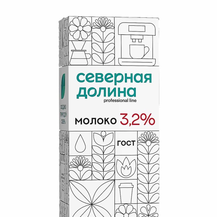Молоко Северная Долина ультрапастеризованное 3,2%  1л т/п