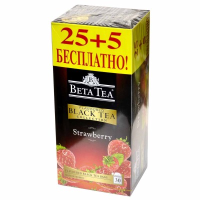 Чай Beta со вкусом клубники черный 25*2гр к/у