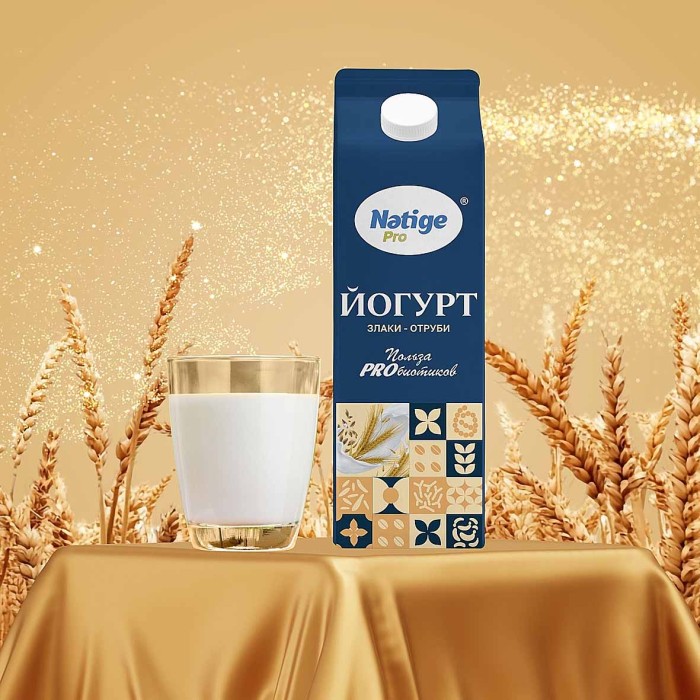 Йогурт Nәtige Pro злаки-отруби 1,5% 900гр т/п