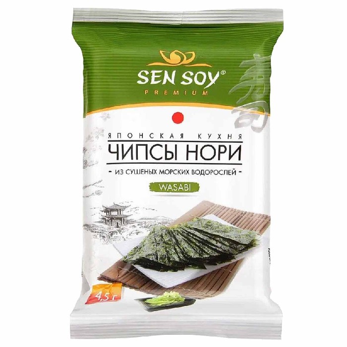 Чипсы-нори Sensoy Премиум из морской водоросли wasabi 4,5гр м/у