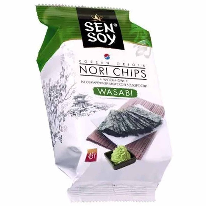 Чипсы-нори Sensoy Премиум из морской водоросли wasabi 4,5гр м/у