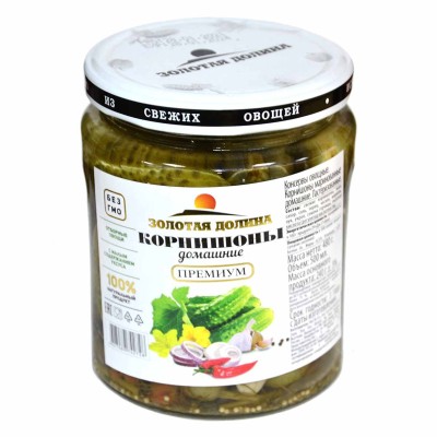 Корнишоны Золотая долина домашние 500мл ст/б