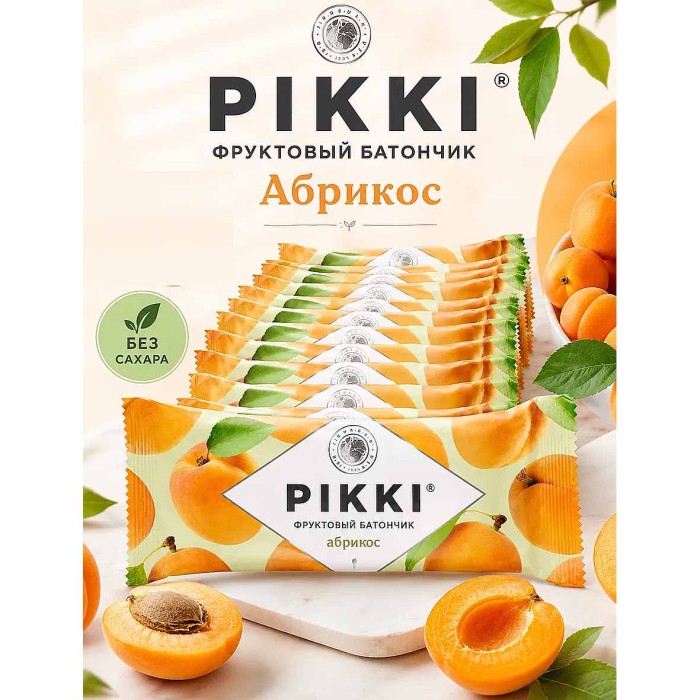 Батончик фруктовый Pikki абрикос-яблоко 25г