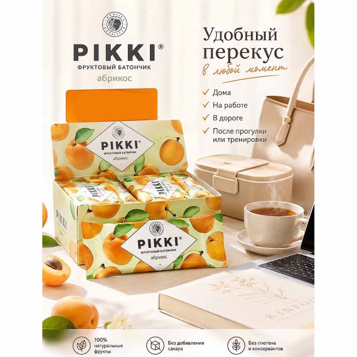 Батончик фруктовый Pikki абрикос-яблоко 25г