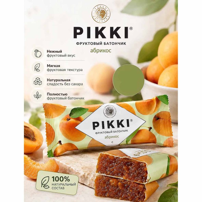 Батончик фруктовый Pikki абрикос-яблоко 25г