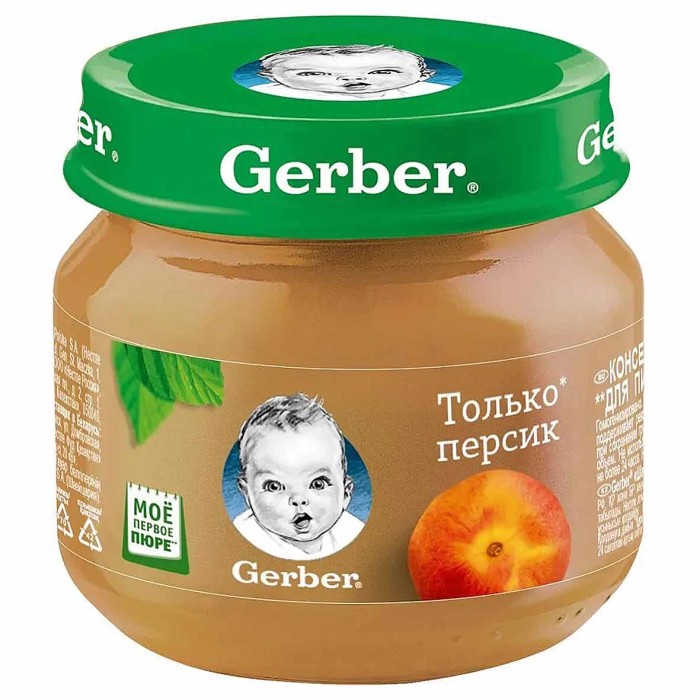 Пюре Gerber персик с 4мес 80гр ст/б