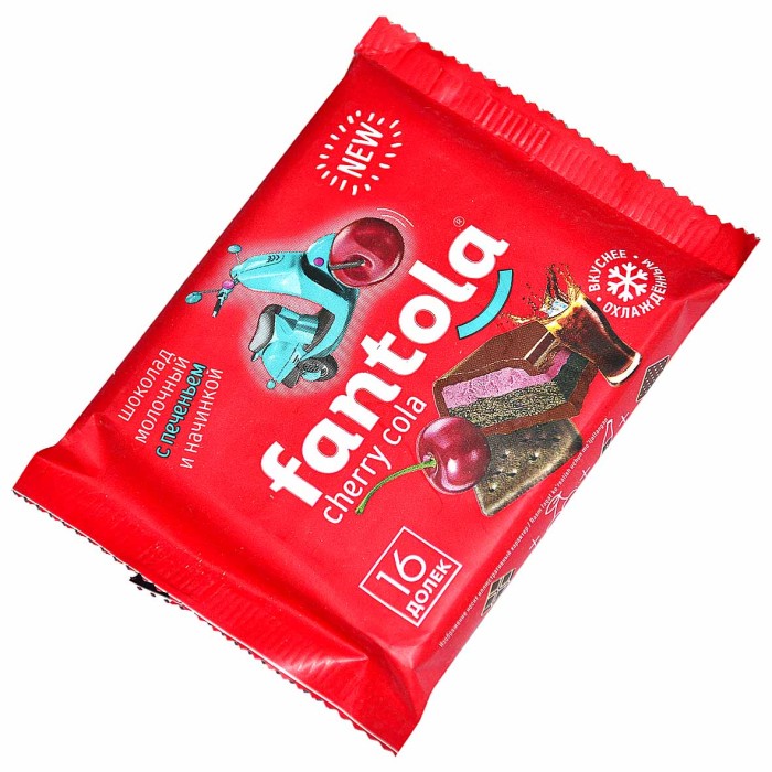 Шоколад Fantola молочный начинка Cherry Cola 66гр