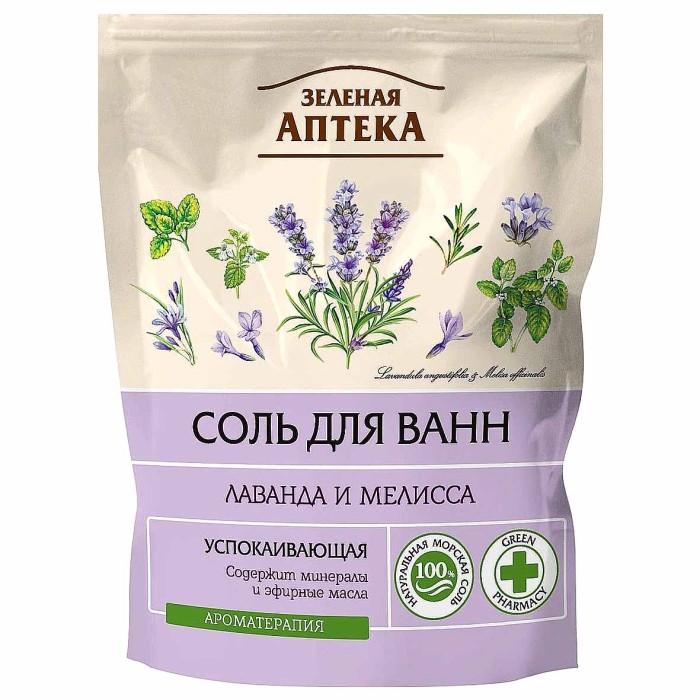 Соль для ванн Зеленая аптека Лаванда и мелисса 500гр д/п