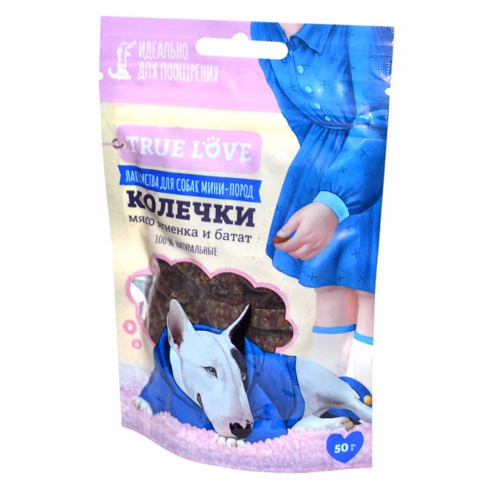 Лакомство для собак True Love колечки мясо ягненка и батат 50гр в/у