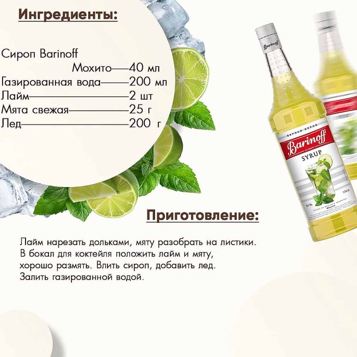 Сироп Barinoff со вкусом мохито 1л ст/б