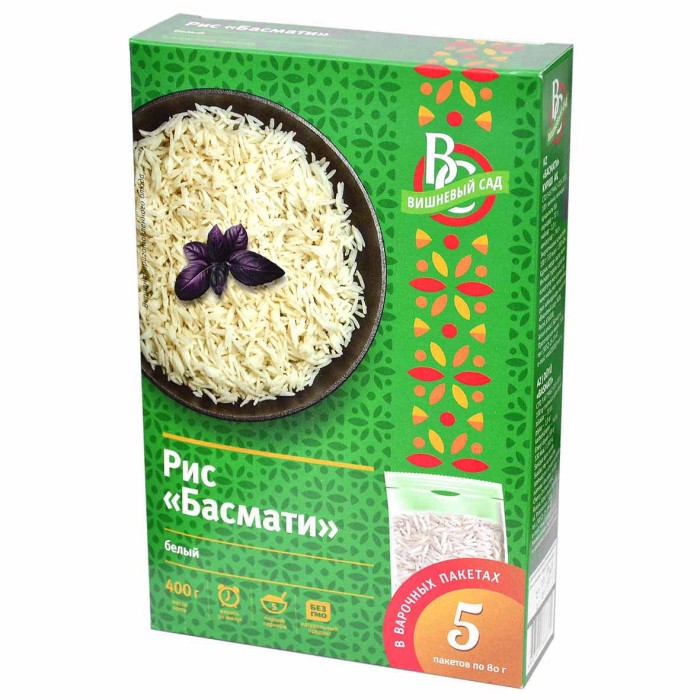 Крупа рис Вишневый сад Басмати 5*80гр к/у