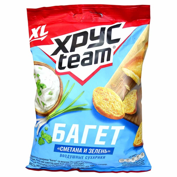 Сухарики Хрусteam Багет вкус сметана и зелень 100гр м/у