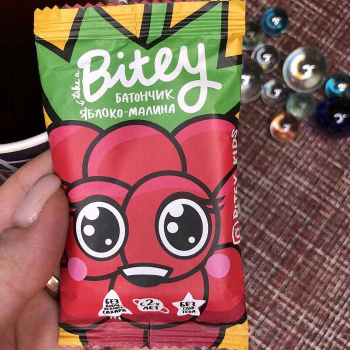 Батончик Bitey фруктово-ягодный яблоко-малина 25гр