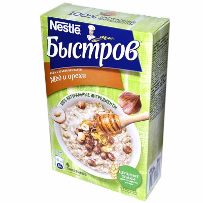 Каша Nestle Быстров 5 злаков мед и орехи 240гр к/у