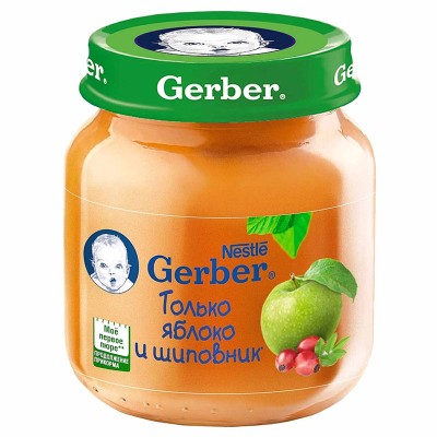 Пюре Gerber яблоко-шиповник с 5мес 130гр ст/б