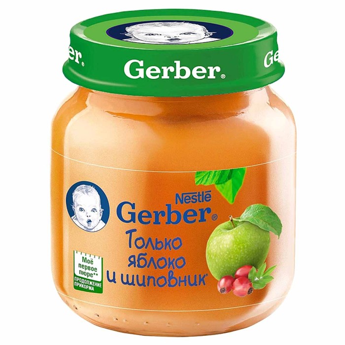 Пюре Gerber яблоко-шиповник с 5мес 130гр ст/б