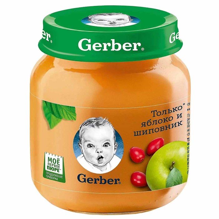 Пюре Gerber яблоко-шиповник с 5мес 130гр ст/б