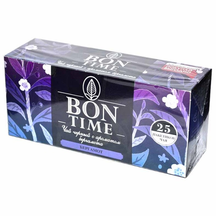 Чай Bontime черный с бергамотом 25*2гр к/у