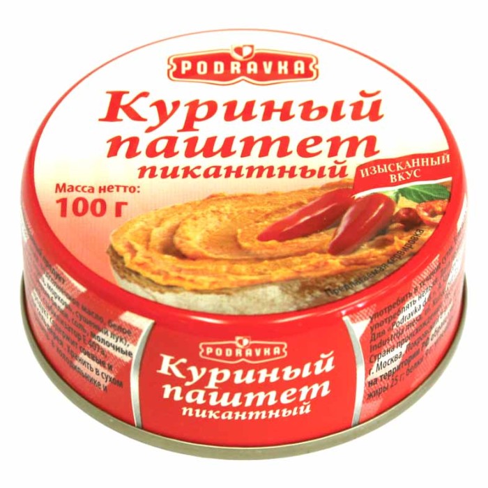 Паштет Podravka куриный пикантный 100гр ж/б
